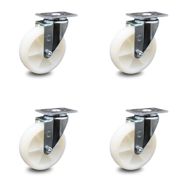 5 Inch Nylon Wheel Swivel Top Plate Caster Set